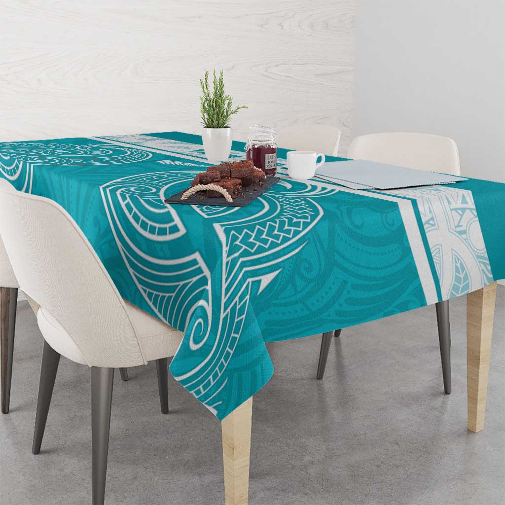 New Zealand Silver Fern Cricket Custom Tablecloth Black Cap Teal Maori Pattern - Vibe Hoodie
