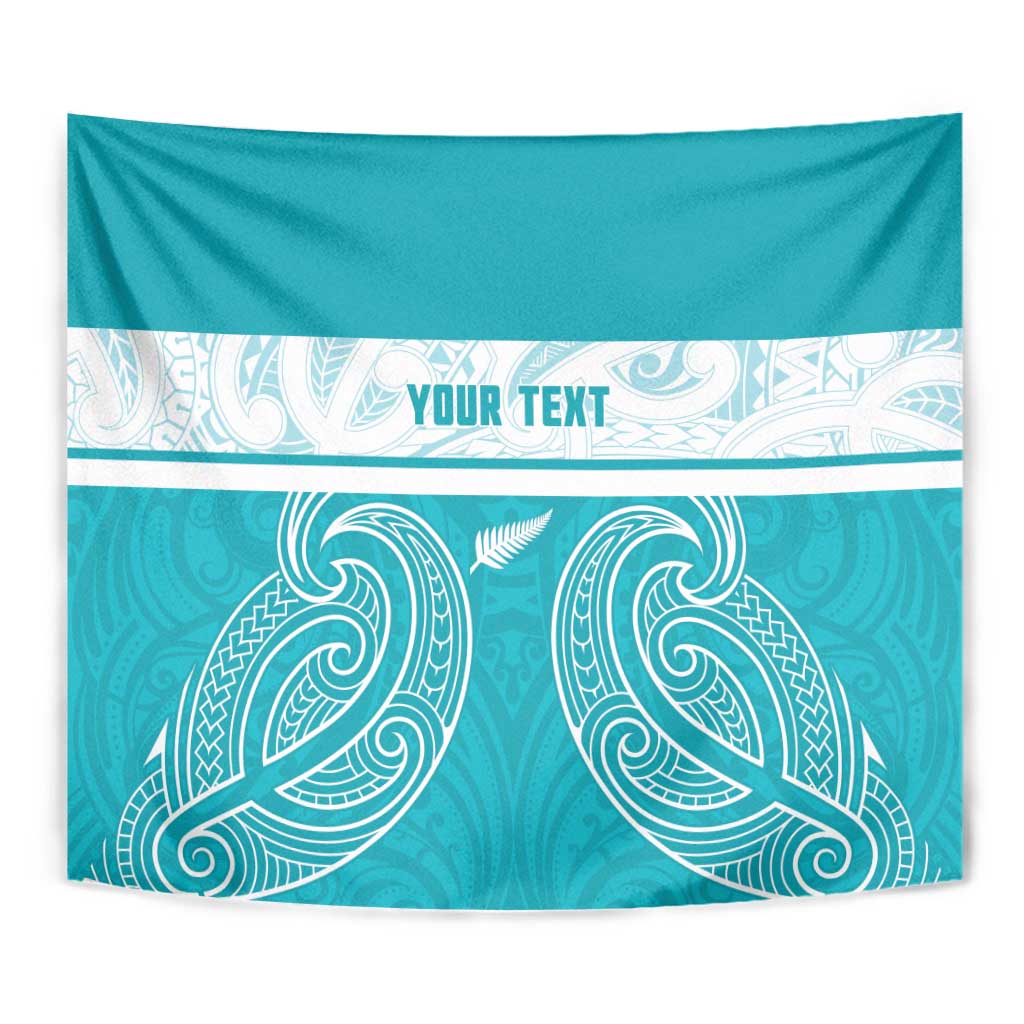 New Zealand Silver Fern Cricket Custom Tapestry Black Cap Teal Maori Pattern - Vibe Hoodie