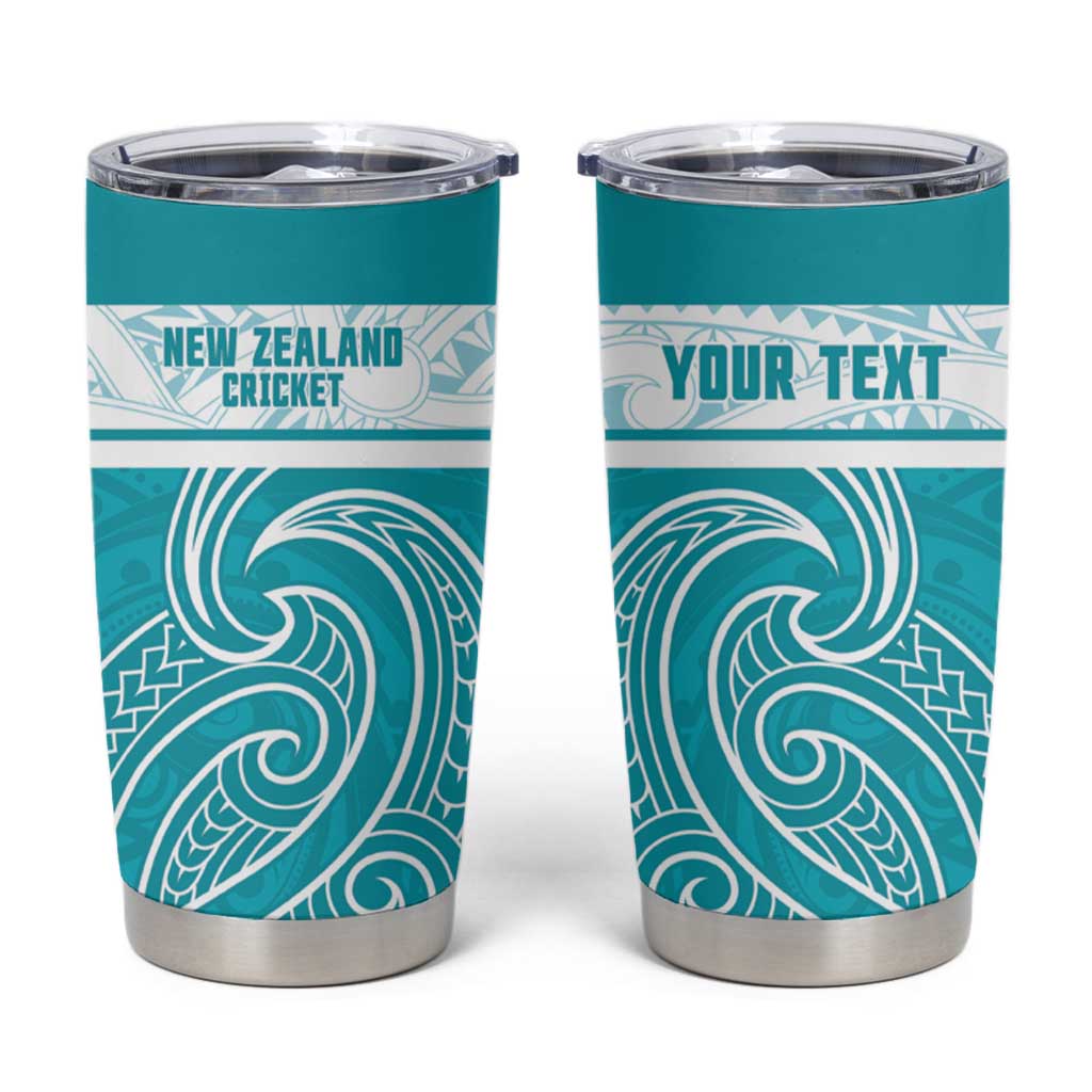 New Zealand Silver Fern Cricket Custom Tumbler Cup Black Cap Teal Maori Pattern - Vibe Hoodie