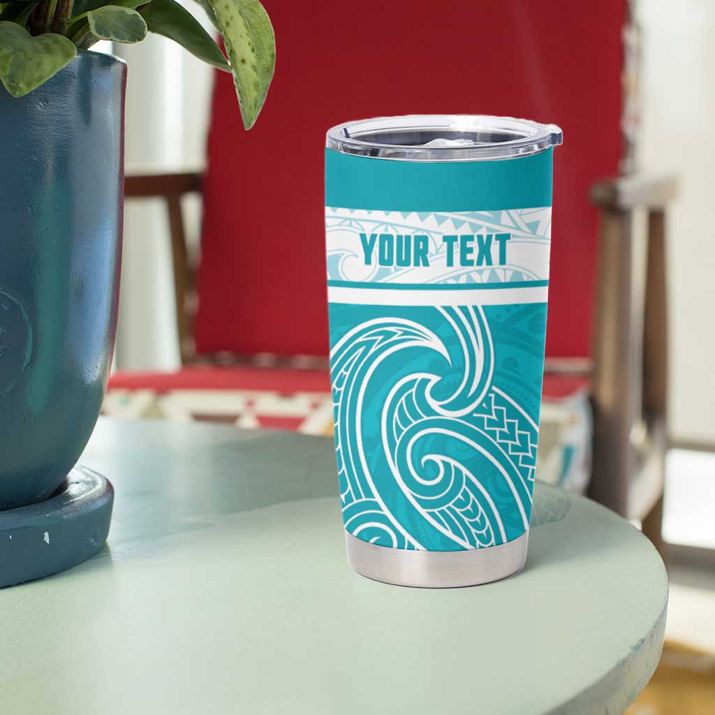 New Zealand Silver Fern Cricket Custom Tumbler Cup Black Cap Teal Maori Pattern - Vibe Hoodie