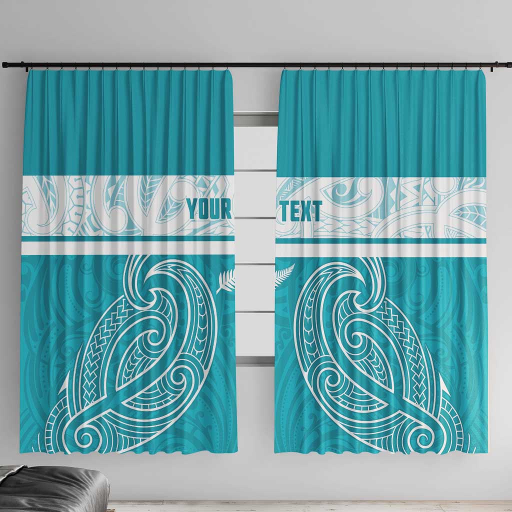 New Zealand Silver Fern Cricket Custom Window Curtain Black Cap Teal Maori Pattern - Vibe Hoodie