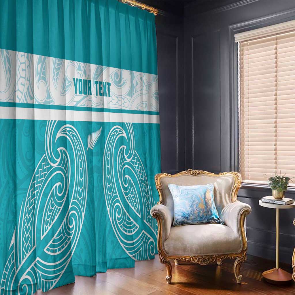 New Zealand Silver Fern Cricket Custom Window Curtain Black Cap Teal Maori Pattern - Vibe Hoodie