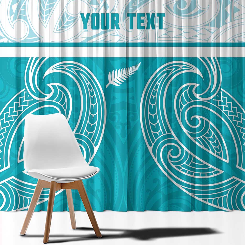 New Zealand Silver Fern Cricket Custom Window Curtain Black Cap Teal Maori Pattern - Vibe Hoodie