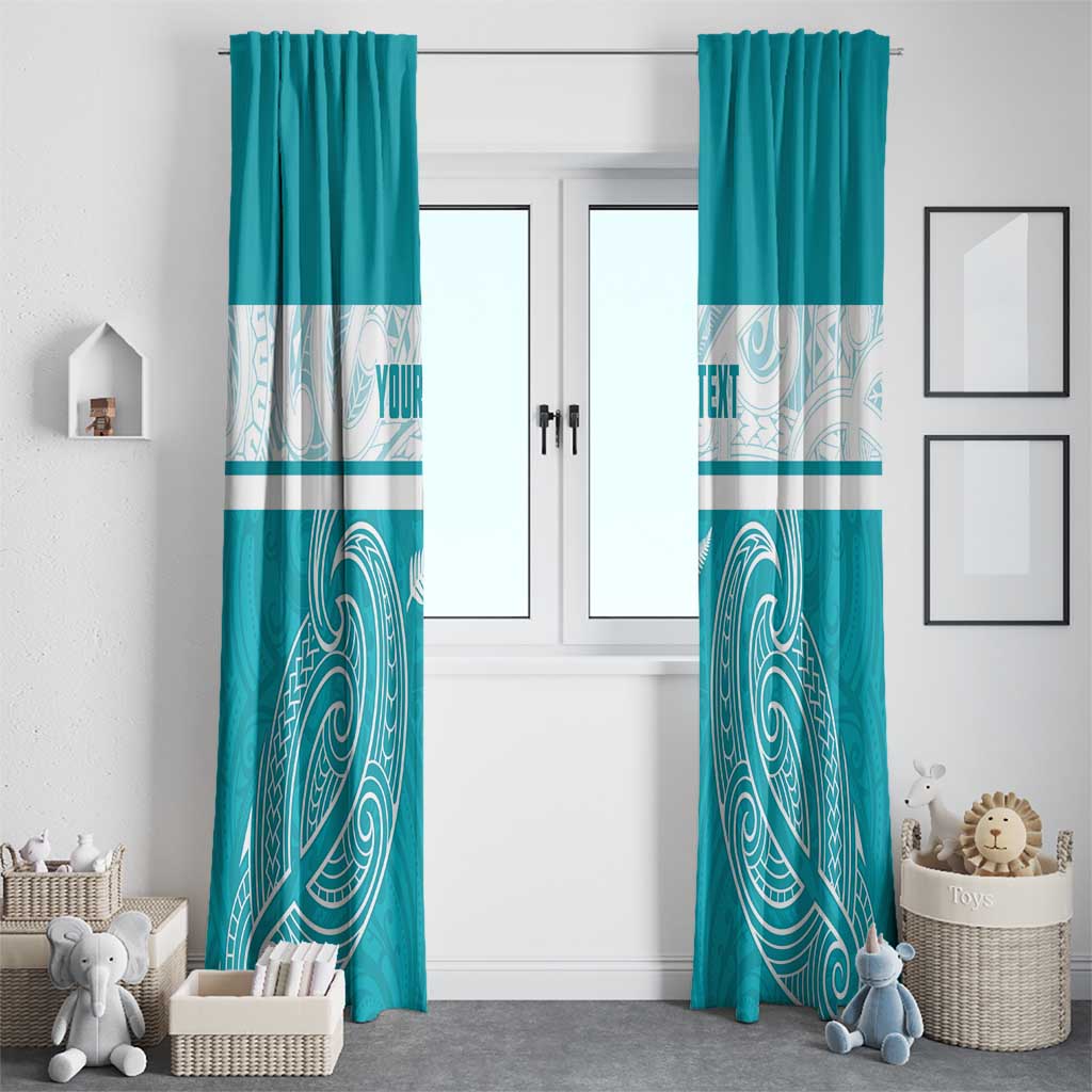 New Zealand Silver Fern Cricket Custom Window Curtain Black Cap Teal Maori Pattern - Vibe Hoodie