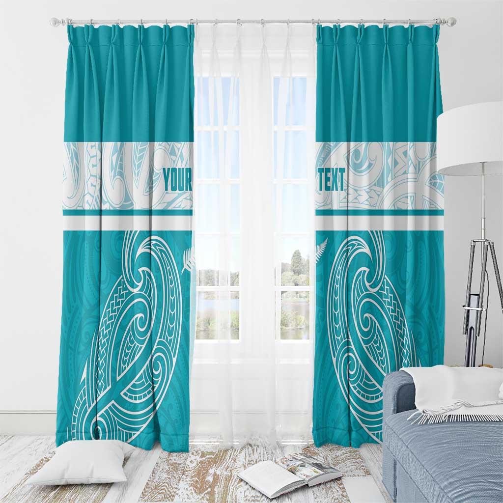 New Zealand Silver Fern Cricket Custom Window Curtain Black Cap Teal Maori Pattern - Vibe Hoodie