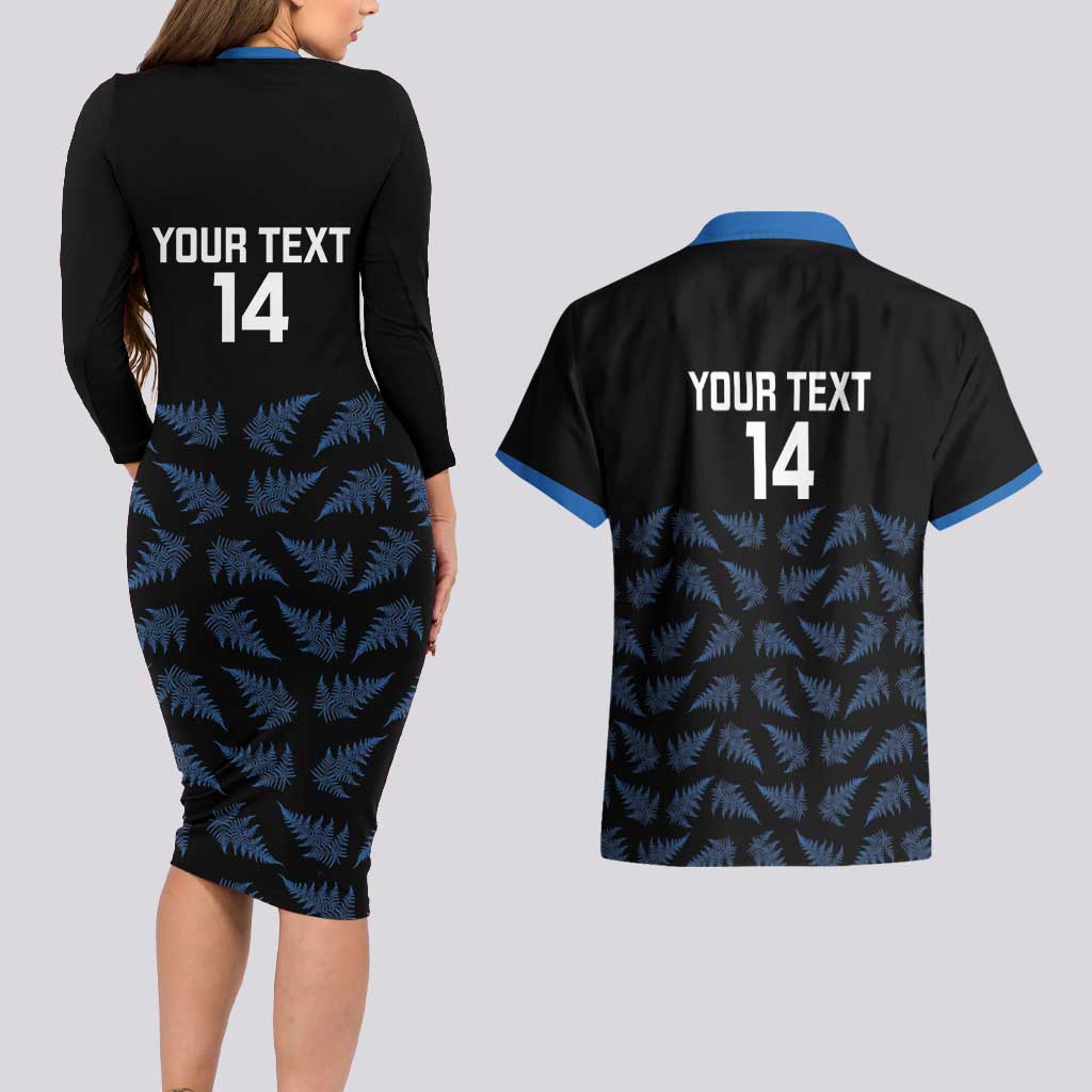 New Zealand Silver Fern Cricket Custom Couples Matching Long Sleeve Bodycon Dress and Hawaiian Shirt Black Cap T20 Version - Vibe Hoodie