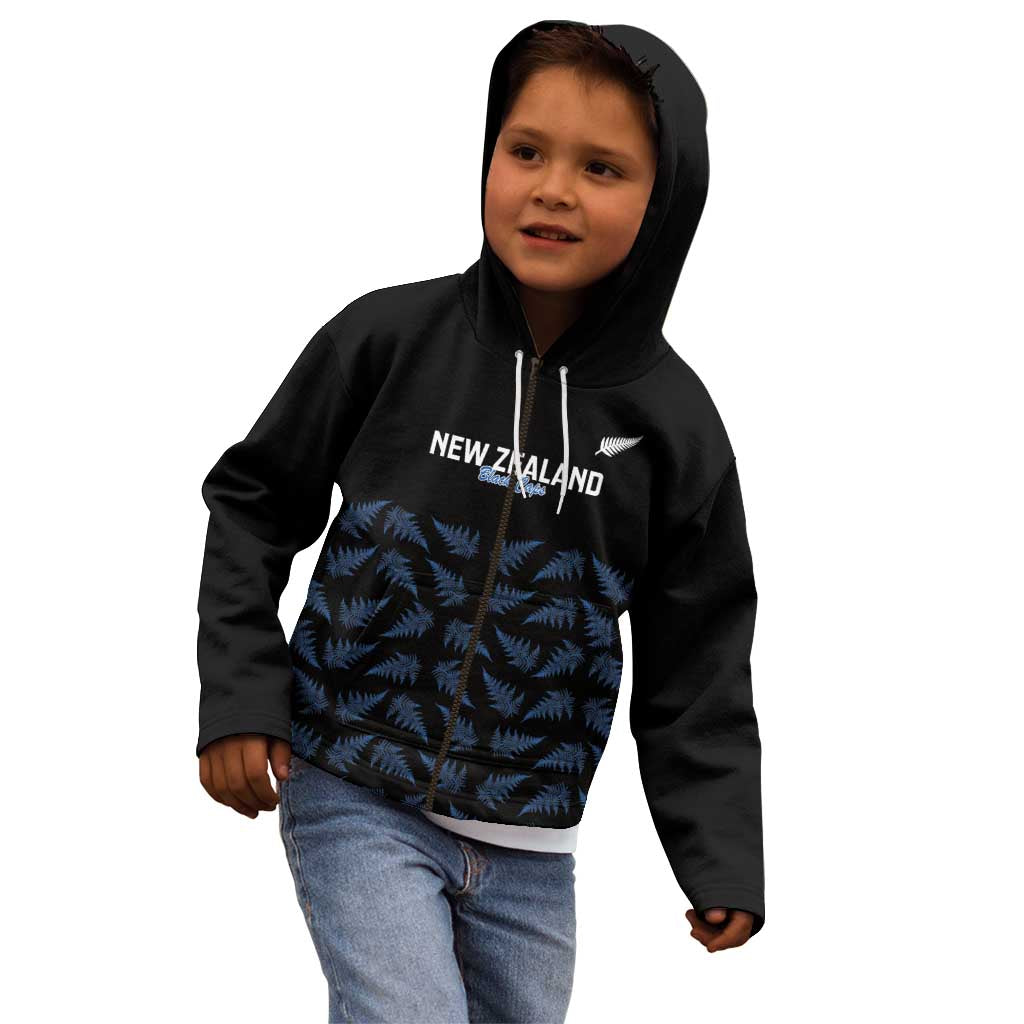 New Zealand Silver Fern Cricket Custom Kid Hoodie Black Cap T20 Version - Vibe Hoodie