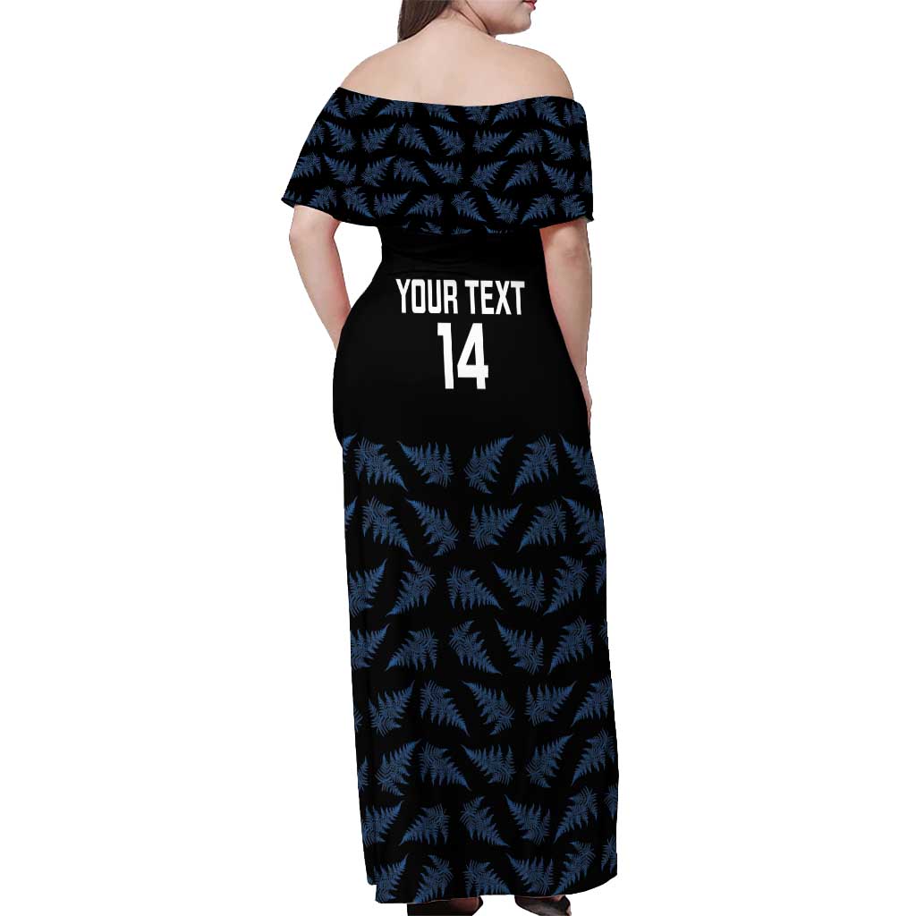 New Zealand Silver Fern Cricket Custom Off Shoulder Maxi Dress Black Cap T20 Version - Vibe Hoodie