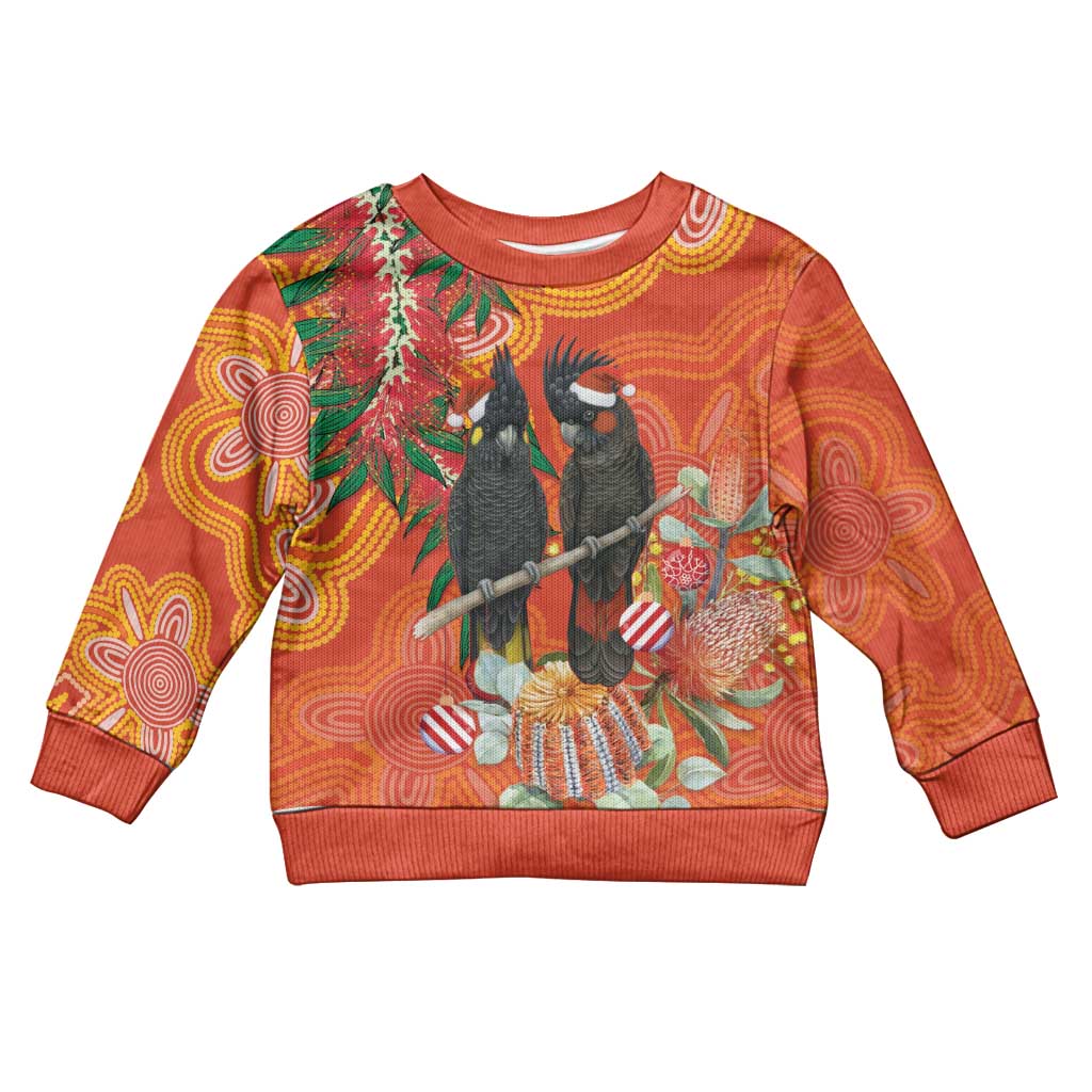 Australia Black Cockatoo Christmas Kid Ugly Christmas Sweater Banksia Bottlebrushe Aboriginal Art - Vibe Hoodie