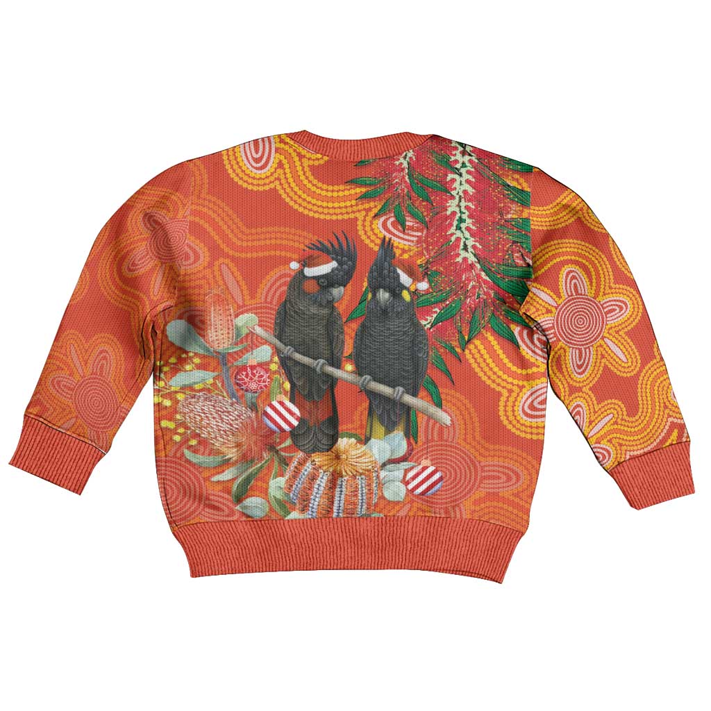 Australia Black Cockatoo Christmas Kid Ugly Christmas Sweater Banksia Bottlebrushe Aboriginal Art - Vibe Hoodie