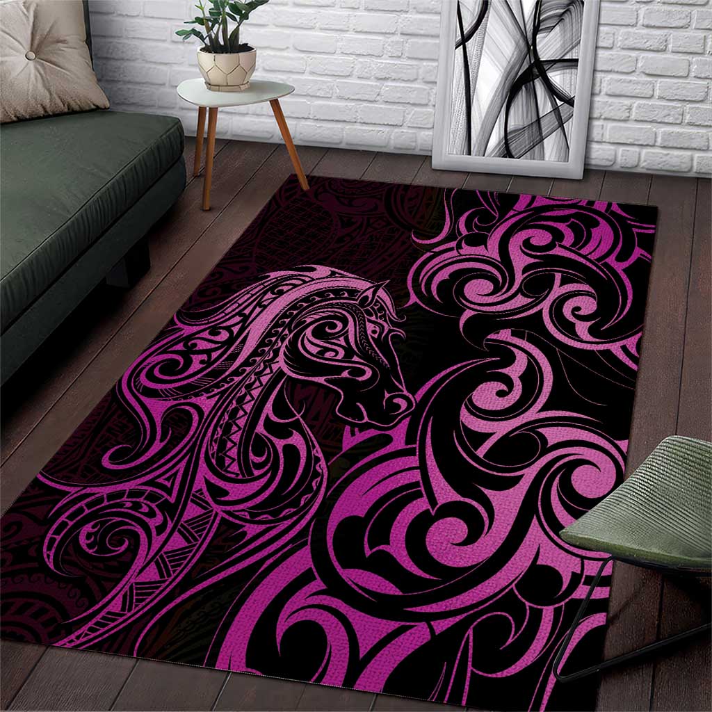 Pink Aoteara Horse Racing Area Rug NZ Maori Pattern - Vibe Hoodie Shop