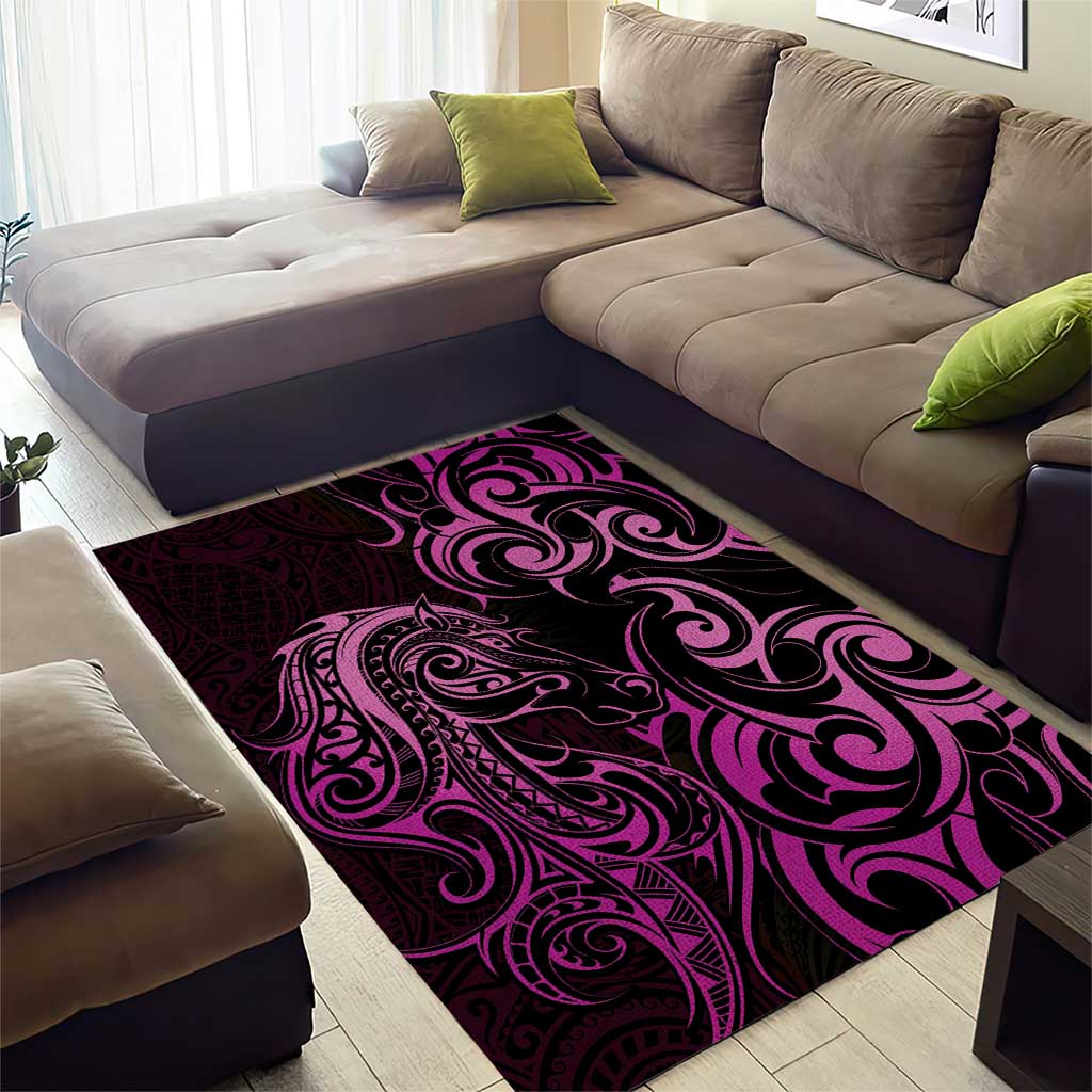 Pink Aoteara Horse Racing Area Rug NZ Maori Pattern - Vibe Hoodie Shop