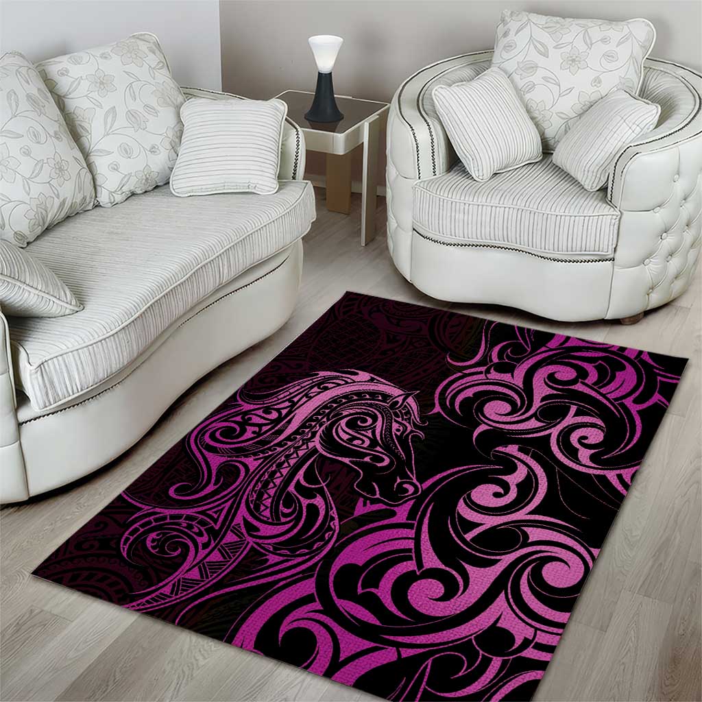 Pink Aoteara Horse Racing Area Rug NZ Maori Pattern - Vibe Hoodie Shop