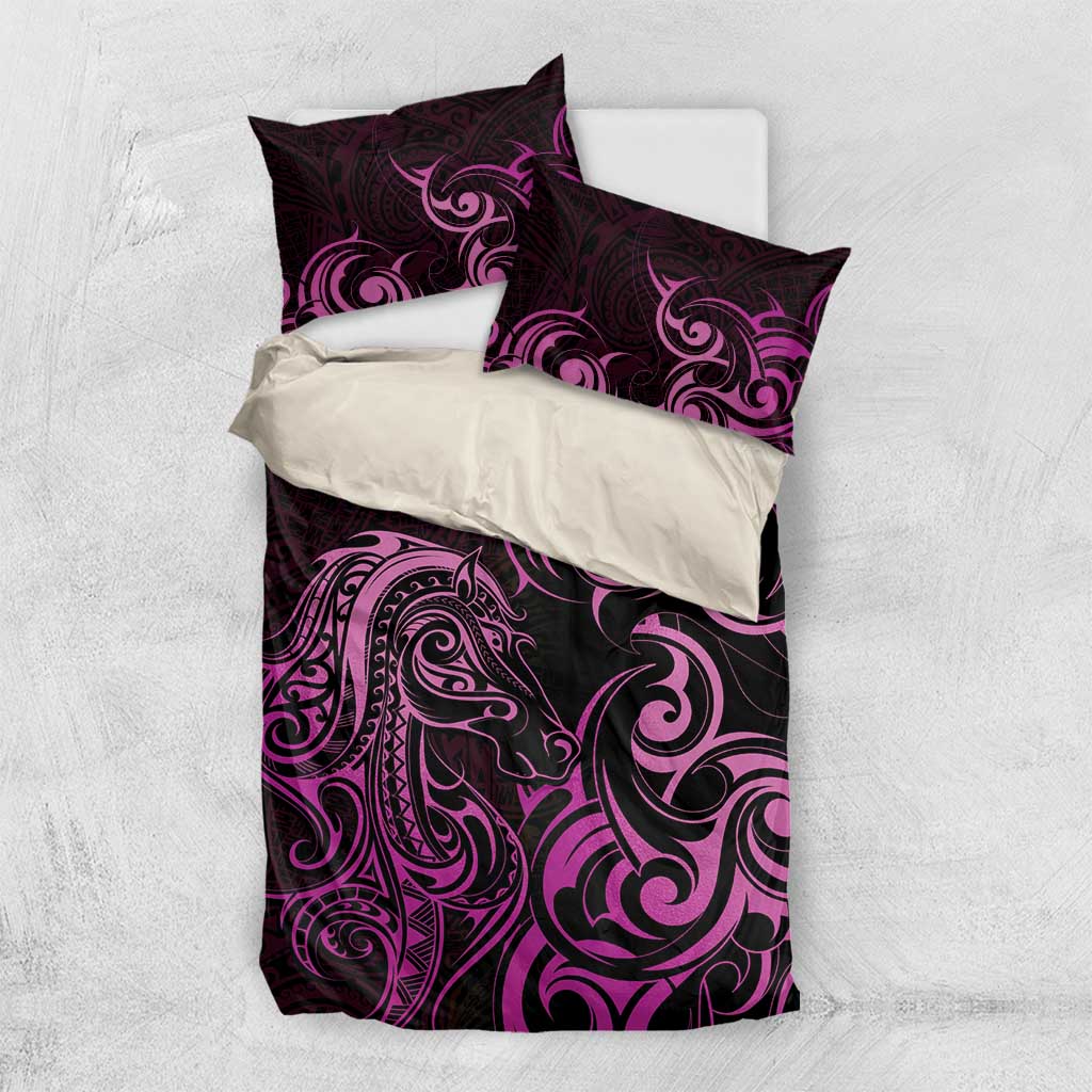 Pink Aoteara Horse Racing Bedding Set NZ Maori Pattern - Vibe Hoodie Shop