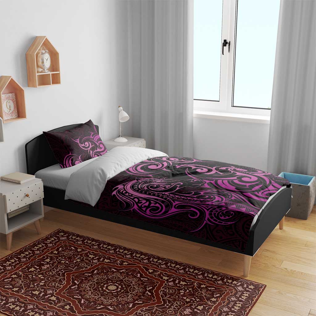 Pink Aoteara Horse Racing Bedding Set NZ Maori Pattern - Vibe Hoodie Shop