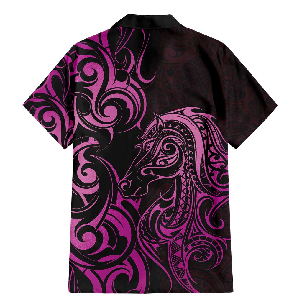 Pink Aoteara Horse Racing Family Matching Mermaid Dress and Hawaiian Shirt NZ Maori Pattern