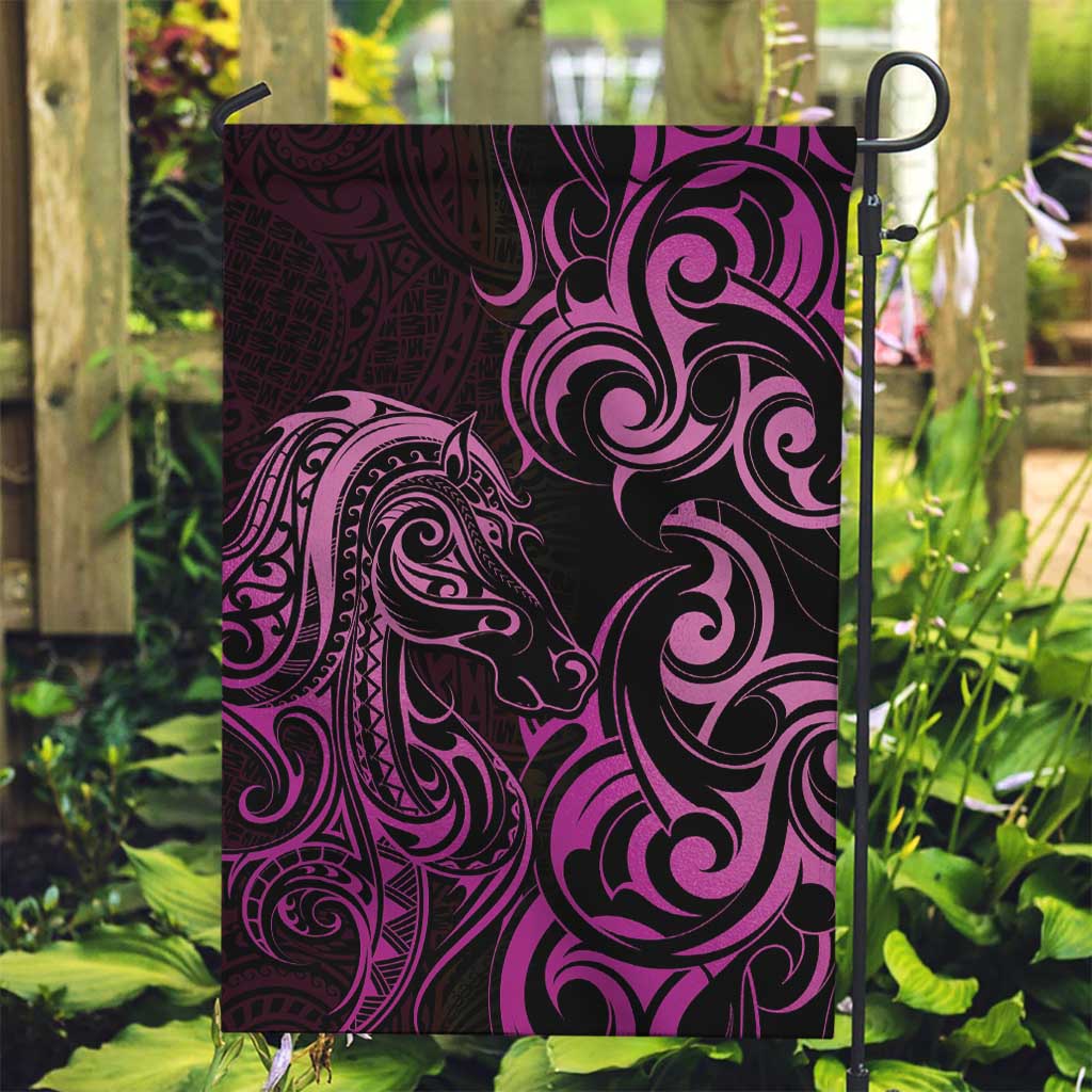 Pink Aoteara Horse Racing Garden Flag NZ Maori Pattern - Vibe Hoodie Shop
