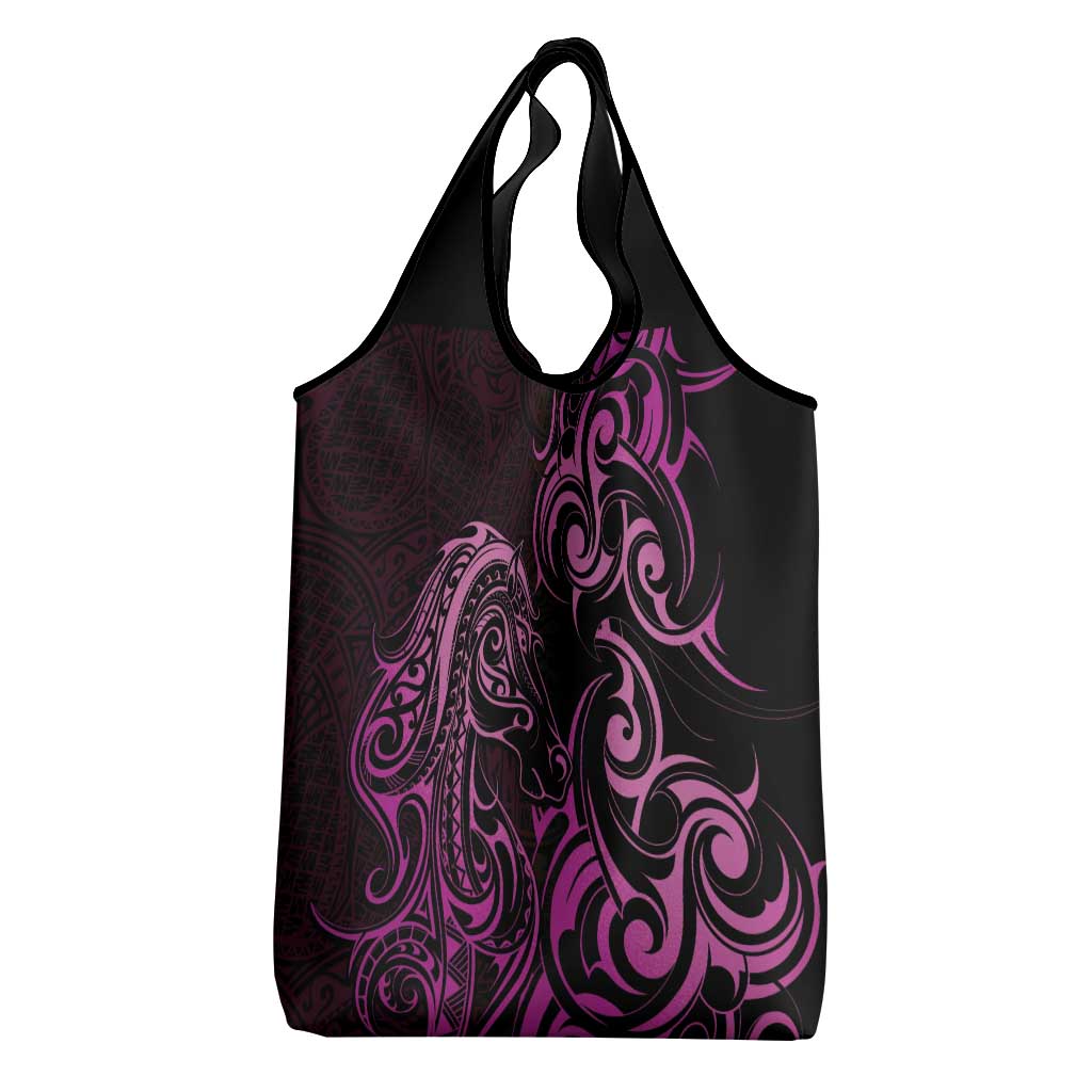 Pink Aoteara Horse Racing Grocery Bag NZ Maori Pattern