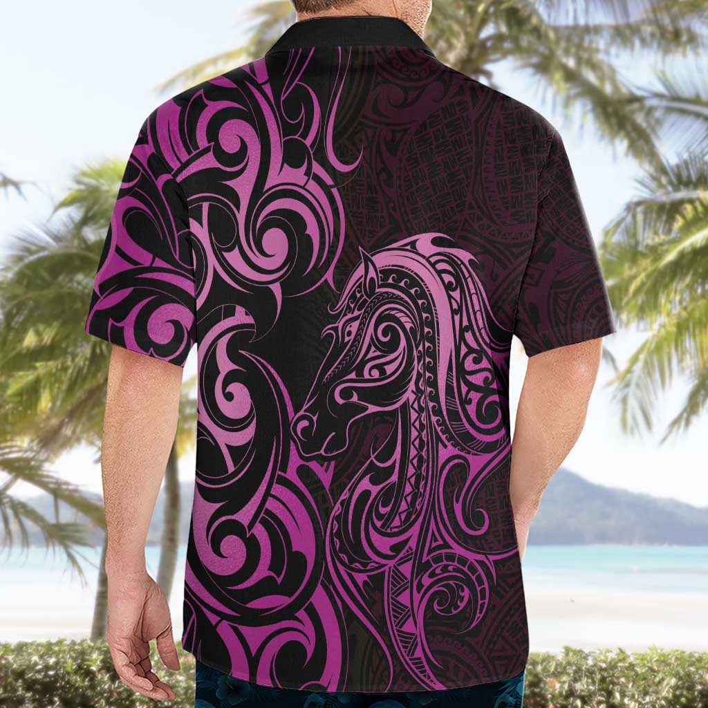 Pink Aoteara Horse Racing Hawaiian Shirt NZ Maori Pattern - Vibe Hoodie Shop