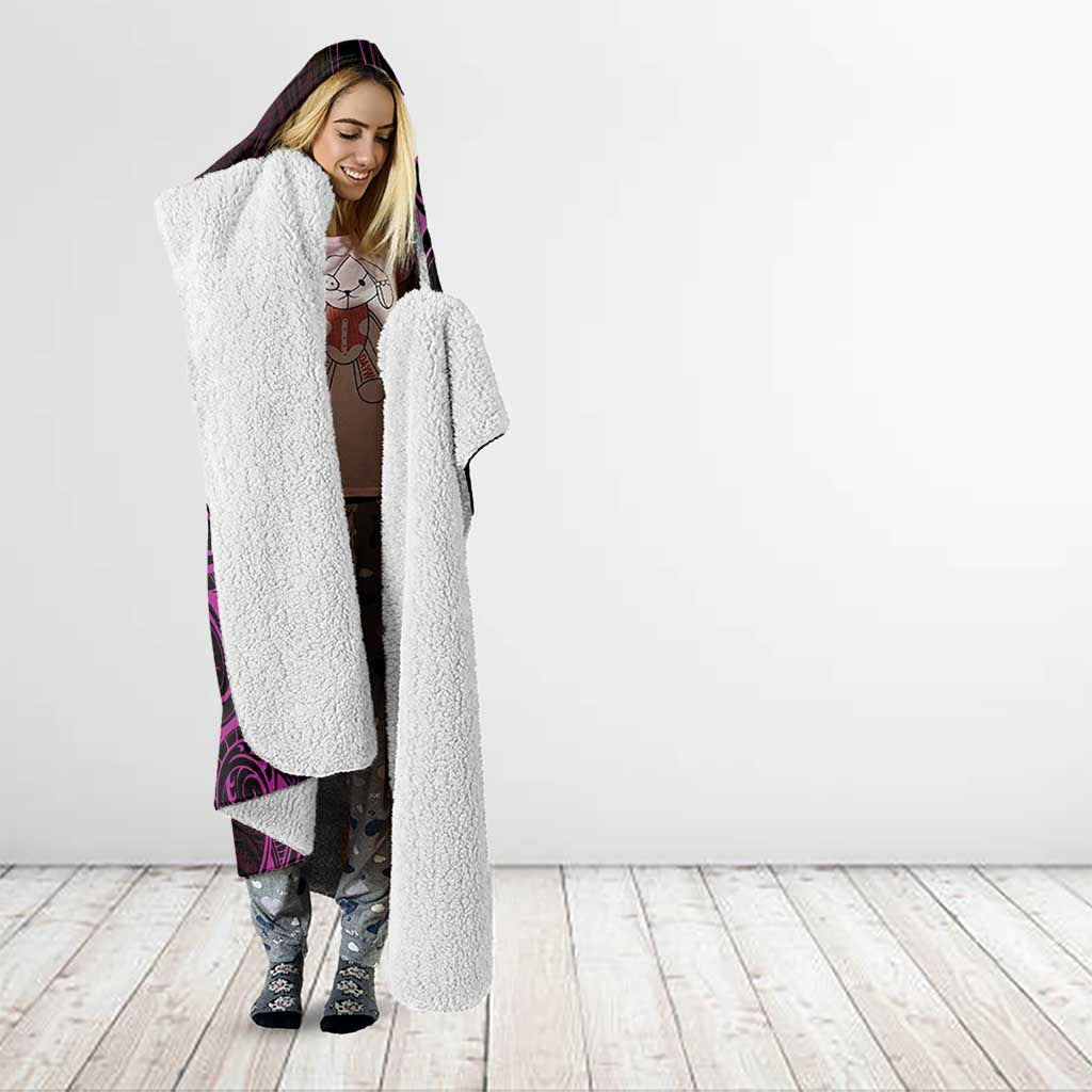Pink Aoteara Horse Racing Hooded Blanket NZ Maori Pattern