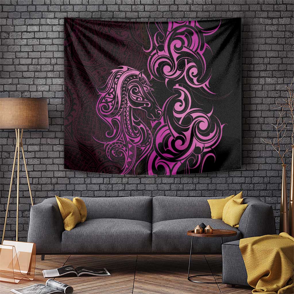 Pink Aoteara Horse Racing Tapestry NZ Maori Pattern - Vibe Hoodie Shop