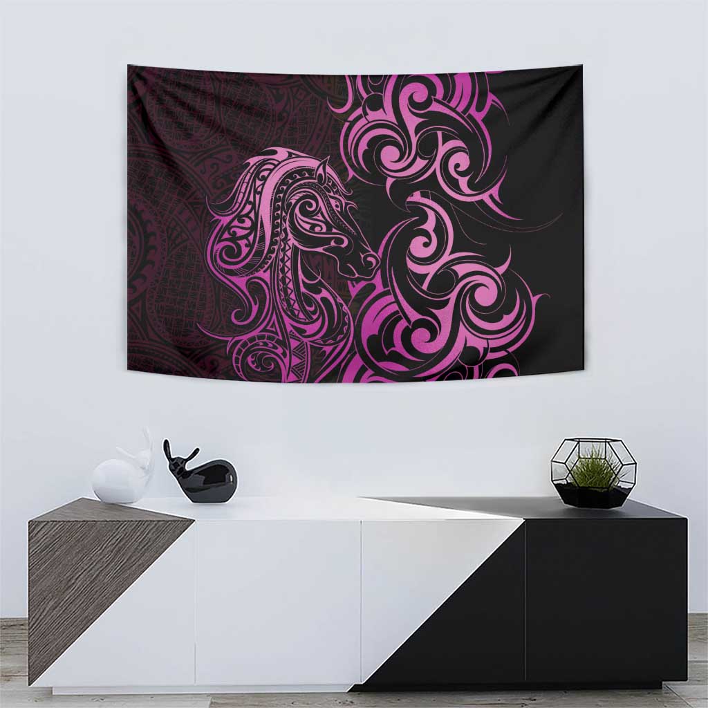 Pink Aoteara Horse Racing Tapestry NZ Maori Pattern - Vibe Hoodie Shop