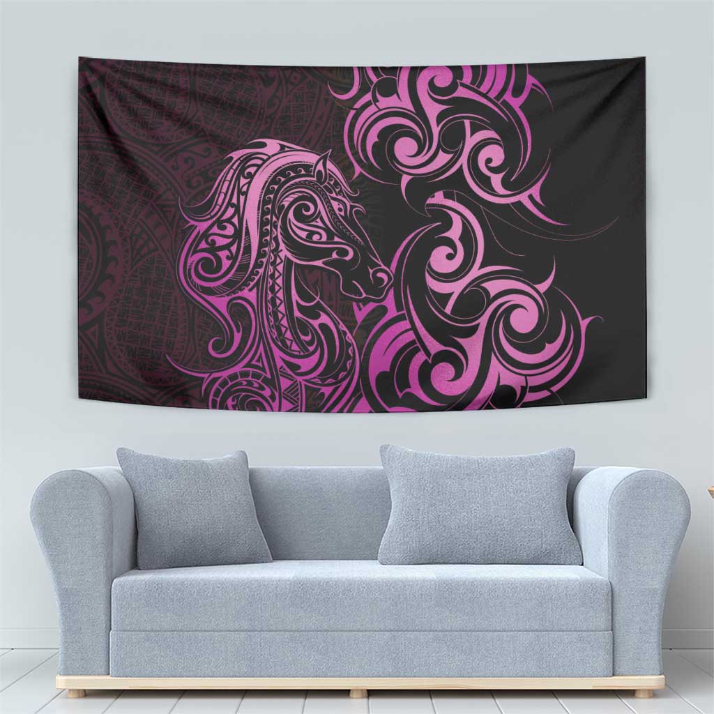 Pink Aoteara Horse Racing Tapestry NZ Maori Pattern - Vibe Hoodie Shop