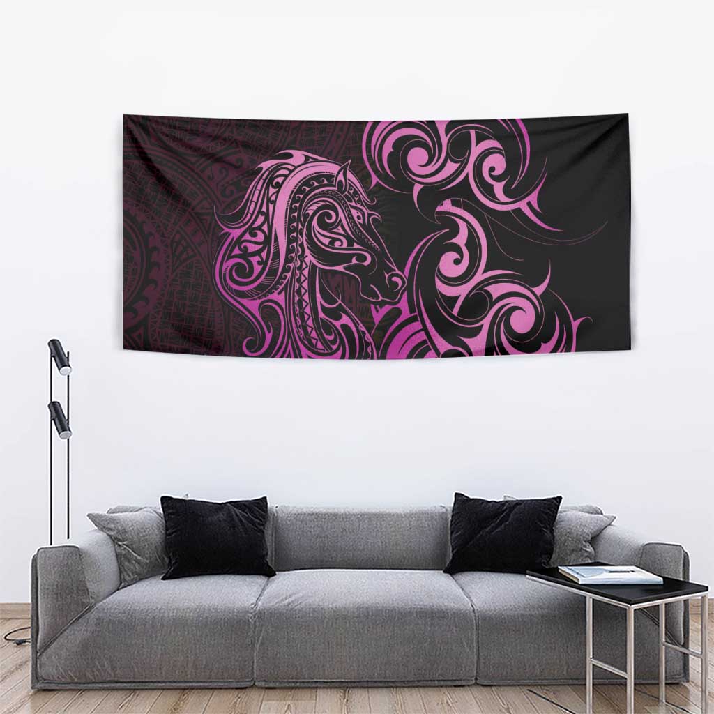 Pink Aoteara Horse Racing Tapestry NZ Maori Pattern - Vibe Hoodie Shop