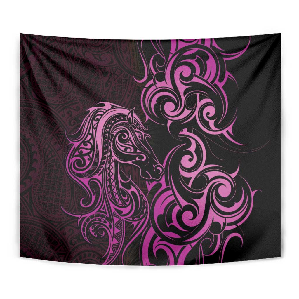 Pink Aoteara Horse Racing Tapestry NZ Maori Pattern - Vibe Hoodie Shop