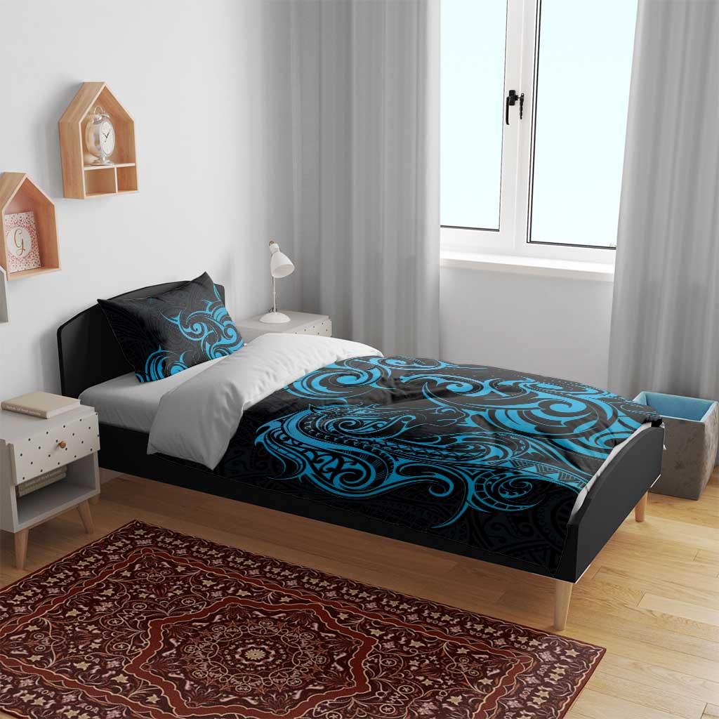 Blue Aoteara Horse Racing Bedding Set NZ Maori Pattern - Vibe Hoodie Shop