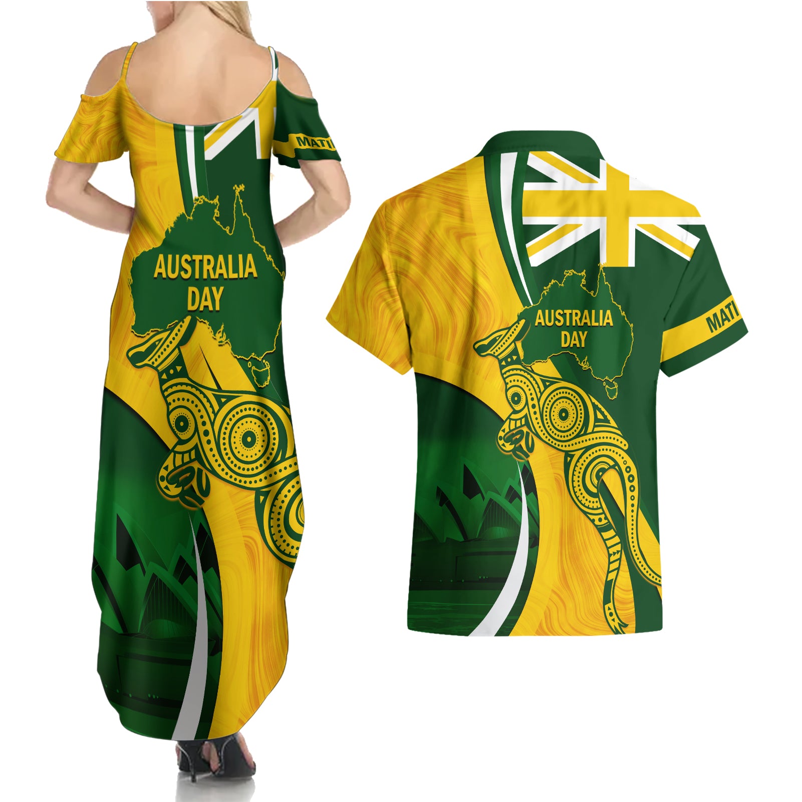 Matildas Soccer Couples Matching Summer Maxi Dress and Hawaiian Shirt 2024 Happy Australia Day Kangaroo Aussie Proud - National Color