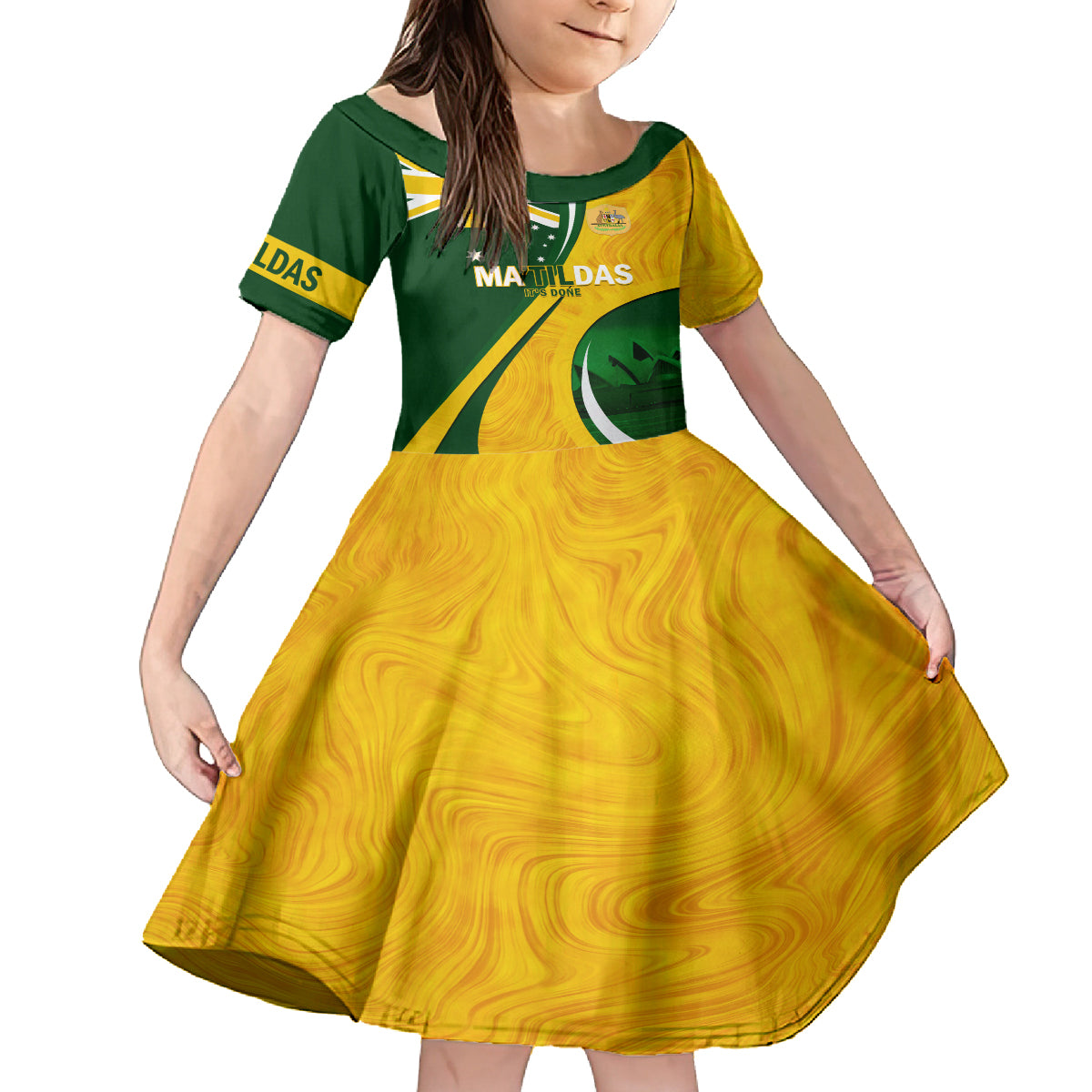 Matildas Soccer Family Matching Off Shoulder Long Sleeve Dress and Hawaiian Shirt 2024 Happy Australia Day Kangaroo Aussie Proud - National Color