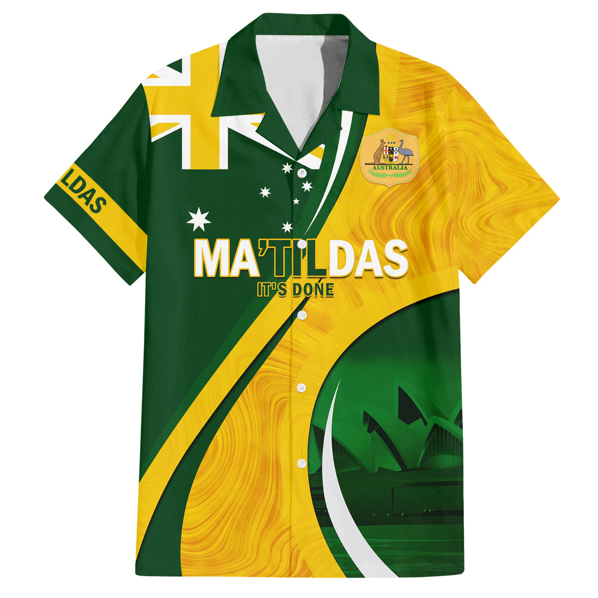 Matildas Soccer Family Matching Off Shoulder Short Dress and Hawaiian Shirt 2024 Happy Australia Day Kangaroo Aussie Proud - National Color