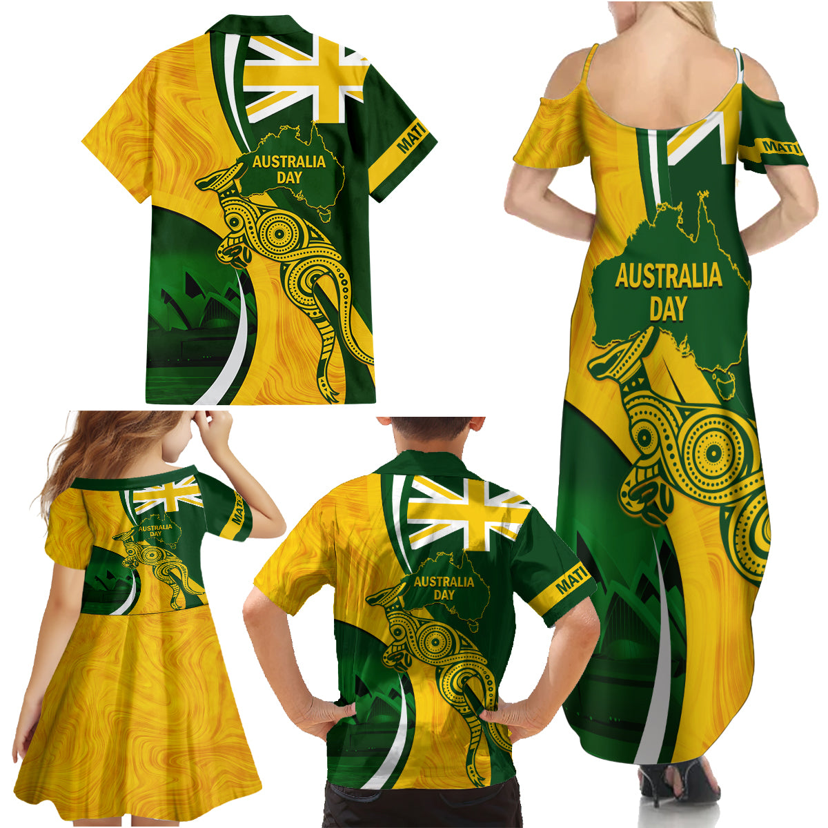 Matildas Soccer Family Matching Summer Maxi Dress and Hawaiian Shirt 2024 Happy Australia Day Kangaroo Aussie Proud - National Color