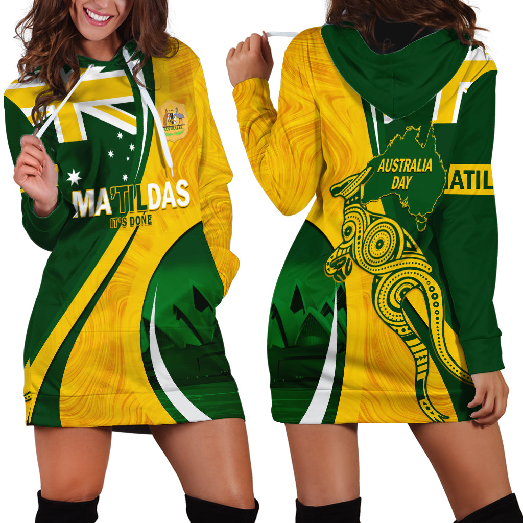 Matildas Soccer Hoodie Dress 2024 Happy Australia Day Kangaroo Aussie Proud - National Color - Vibe Hoodie Shop