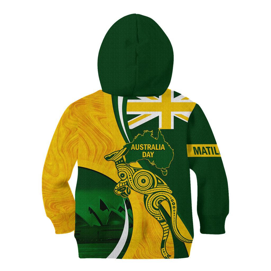 Matildas Soccer Kid Hoodie 2024 Happy Australia Day Kangaroo Aussie Proud - National Color - Vibe Hoodie Shop