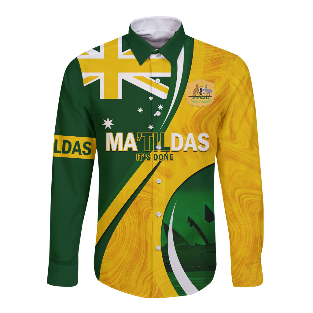 Matildas Soccer Long Sleeve Button Shirt 2024 Happy Australia Day Kangaroo Aussie Proud - National Color - Vibe Hoodie Shop