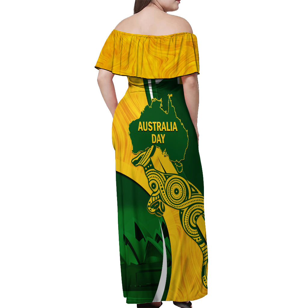 Matildas Soccer Off Shoulder Maxi Dress 2024 Happy Australia Day Kangaroo Aussie Proud - National Color