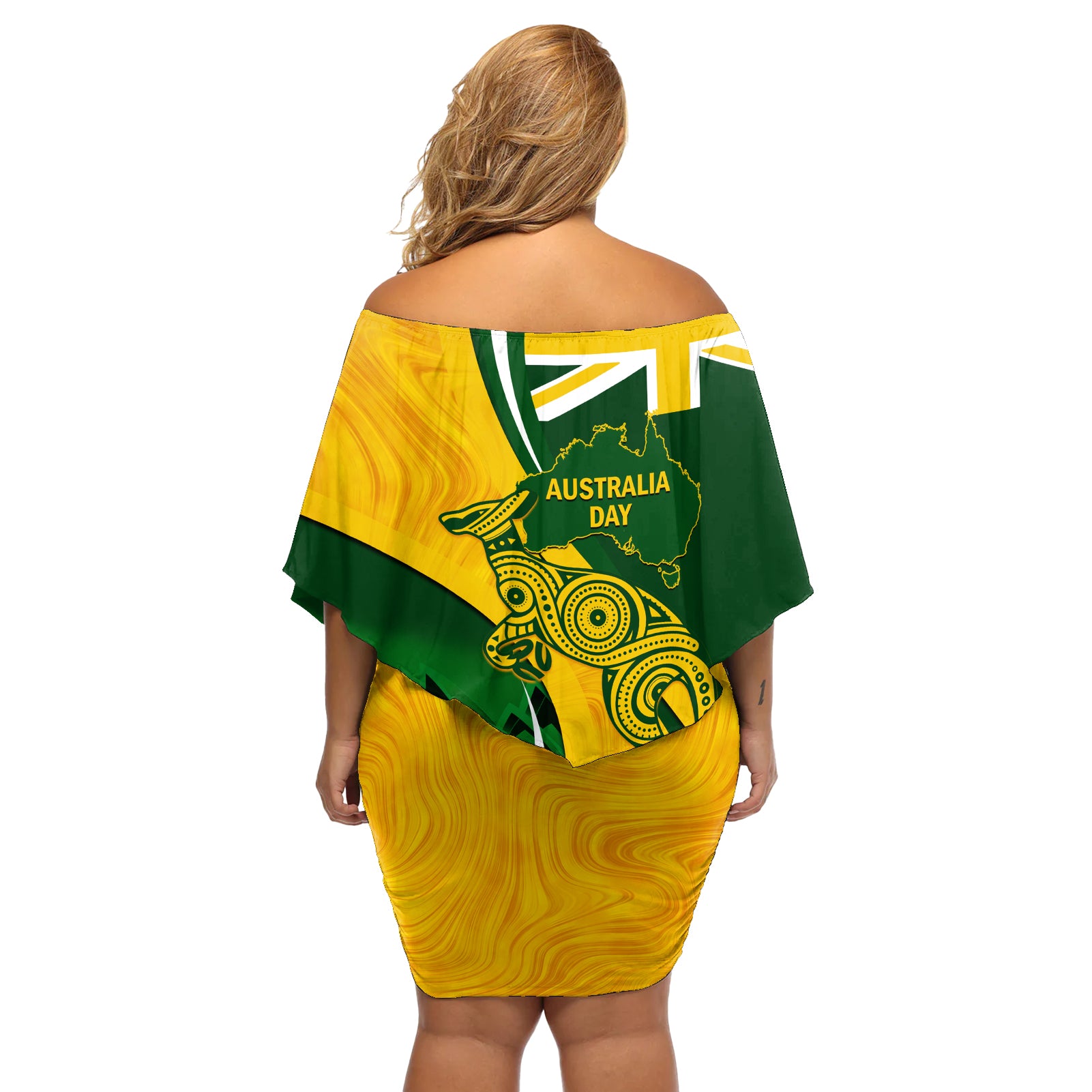 Matildas Soccer Off Shoulder Short Dress 2024 Happy Australia Day Kangaroo Aussie Proud - National Color