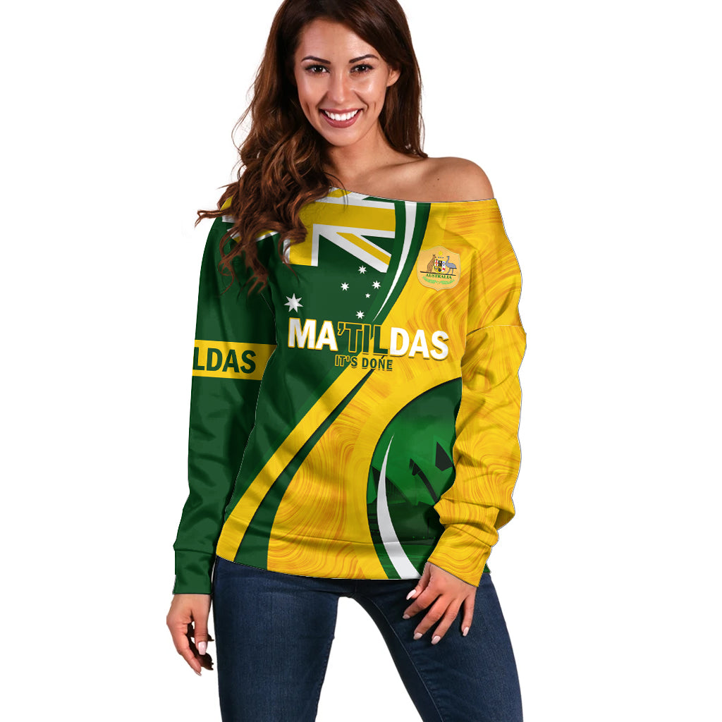 Matildas Soccer Off Shoulder Sweater 2024 Happy Australia Day Kangaroo Aussie Proud - National Color - Vibe Hoodie Shop