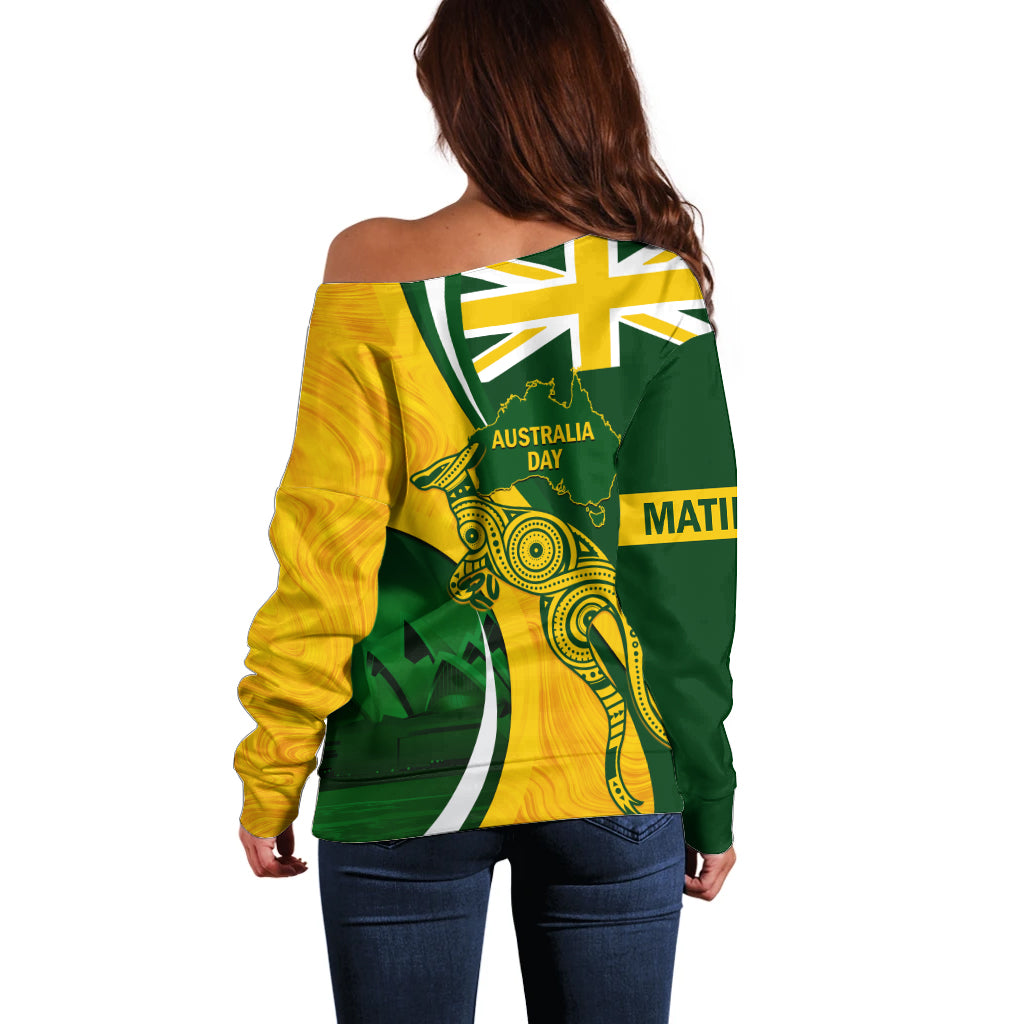 Matildas Soccer Off Shoulder Sweater 2024 Happy Australia Day Kangaroo Aussie Proud - National Color - Vibe Hoodie Shop