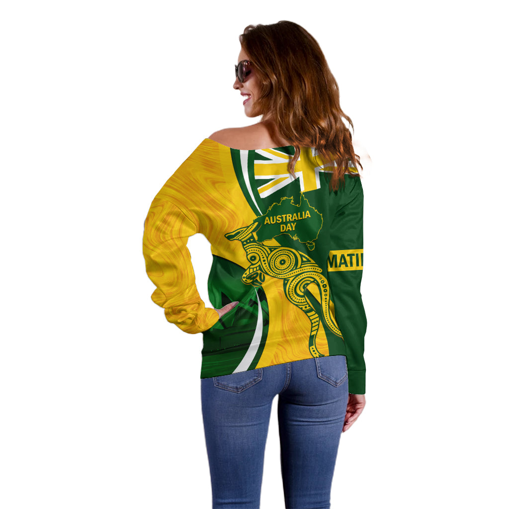 Matildas Soccer Off Shoulder Sweater 2024 Happy Australia Day Kangaroo Aussie Proud - National Color - Vibe Hoodie Shop