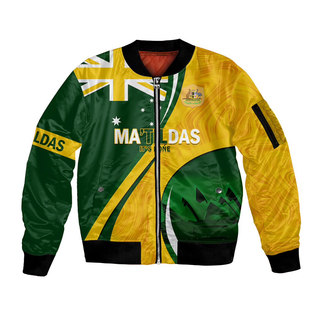 Matildas Soccer Sleeve Zip Bomber Jacket 2024 Happy Australia Day Kangaroo Aussie Proud - National Color