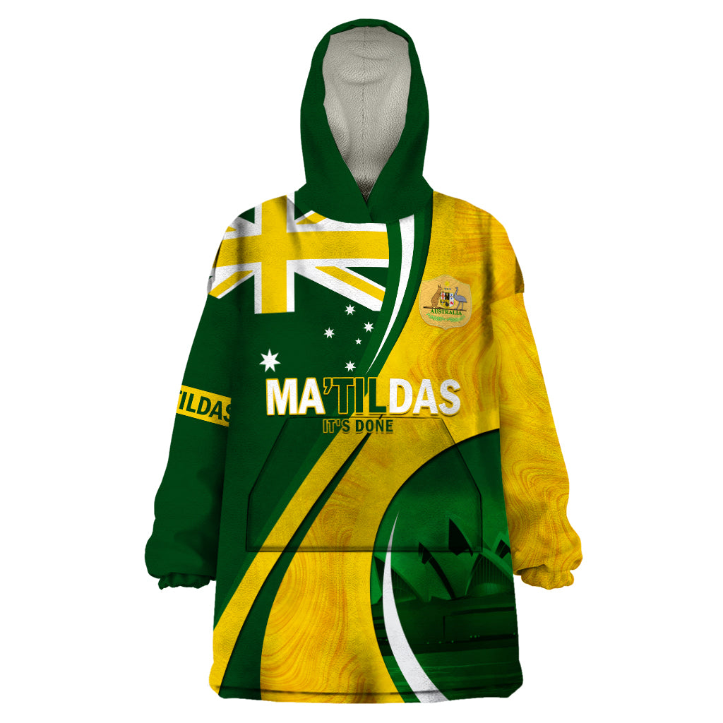 Matildas Soccer Wearable Blanket Hoodie 2024 Happy Australia Day Kangaroo Aussie Proud - National Color - Vibe Hoodie Shop