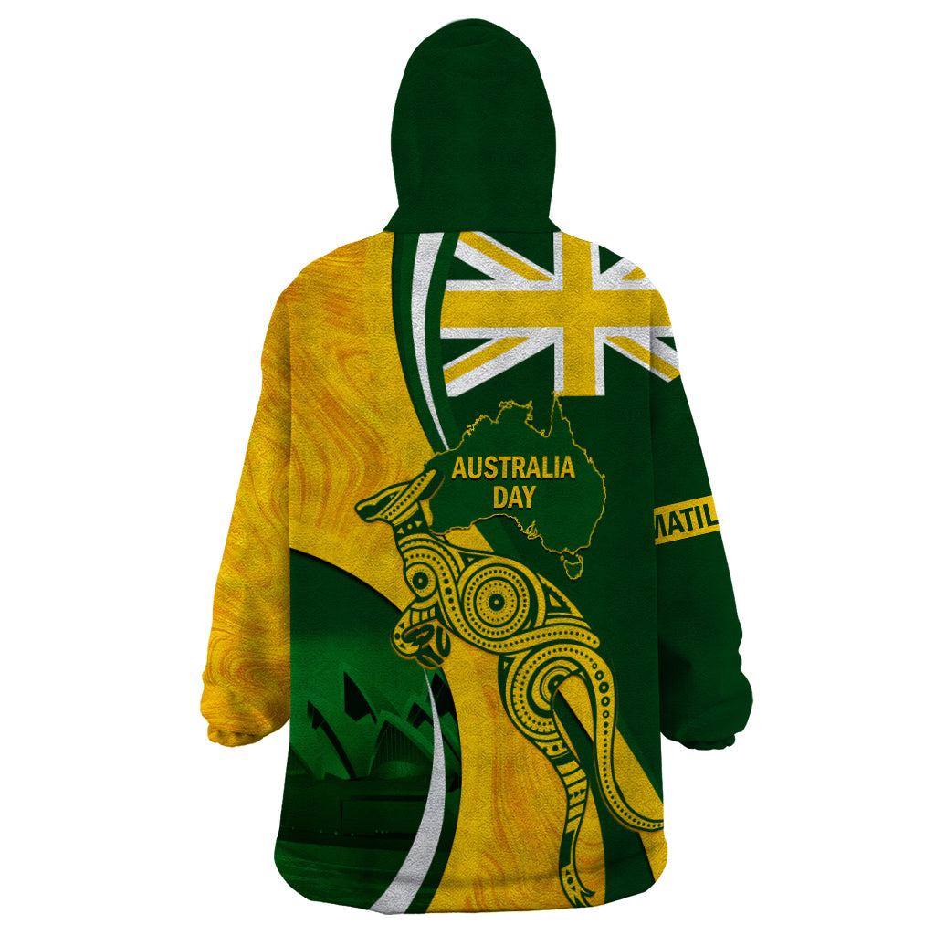 Matildas Soccer Wearable Blanket Hoodie 2024 Happy Australia Day Kangaroo Aussie Proud - National Color - Vibe Hoodie Shop