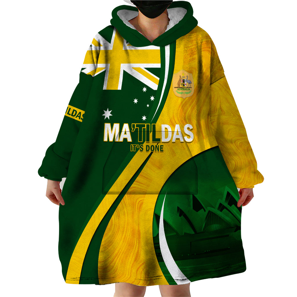 Matildas Soccer Wearable Blanket Hoodie 2024 Happy Australia Day Kangaroo Aussie Proud - National Color - Vibe Hoodie Shop