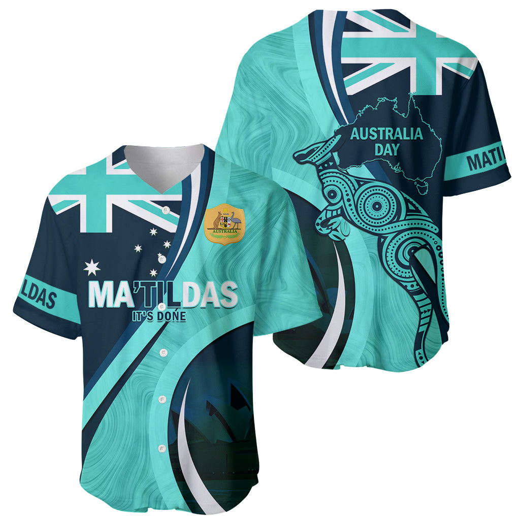 Matildas Soccer Baseball Jersey 2024 Happy Australia Day Kangaroo Aussie Proud - Turquoise - Vibe Hoodie Shop