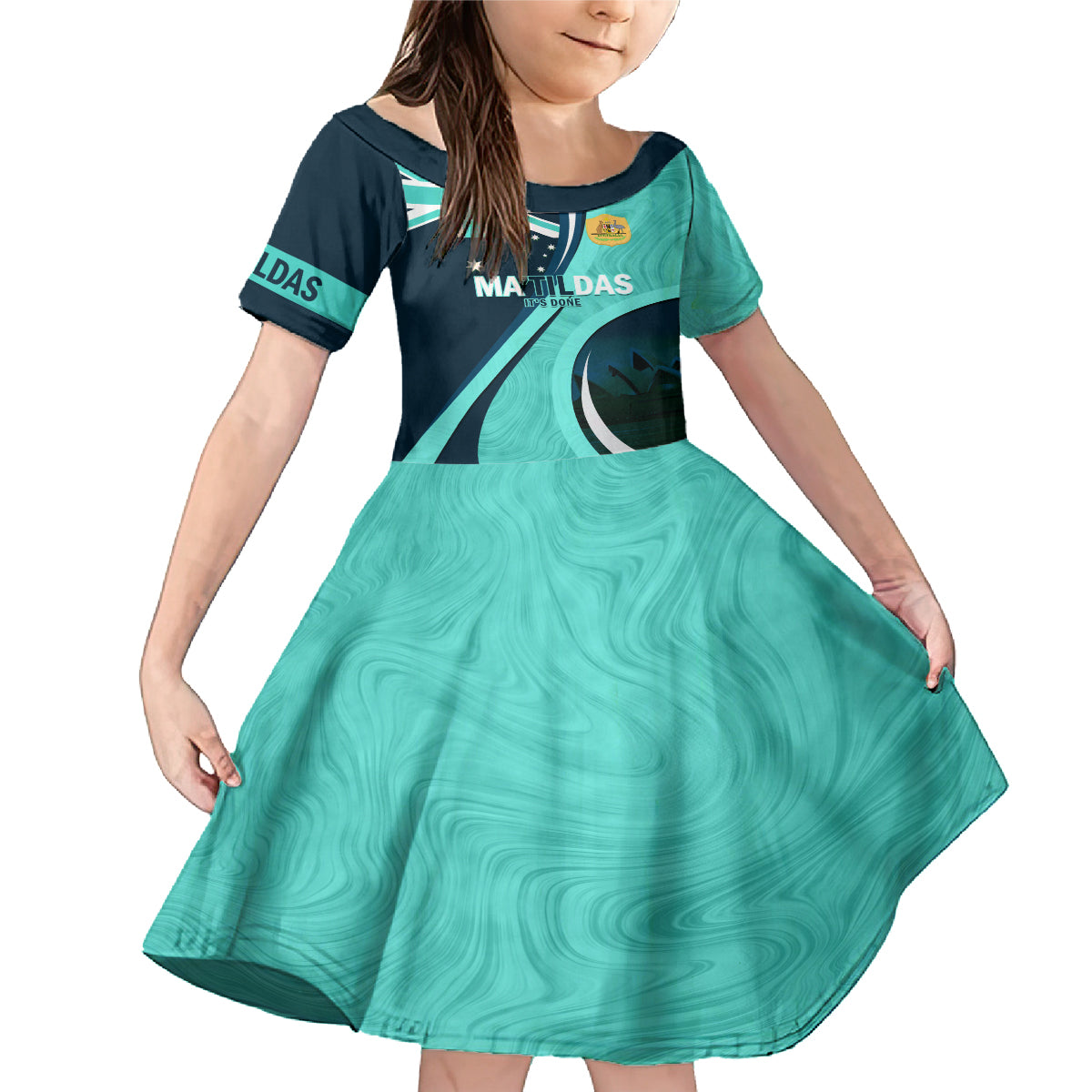 Matildas Soccer Family Matching Mermaid Dress and Hawaiian Shirt 2024 Happy Australia Day Kangaroo Aussie Proud - Turquoise