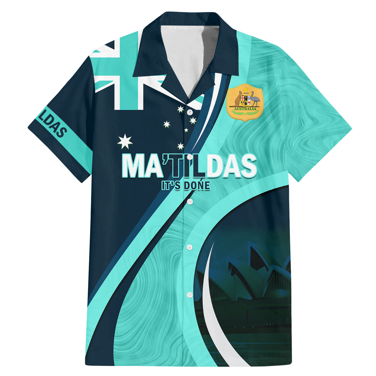 Matildas Soccer Family Matching Mermaid Dress and Hawaiian Shirt 2024 Happy Australia Day Kangaroo Aussie Proud - Turquoise