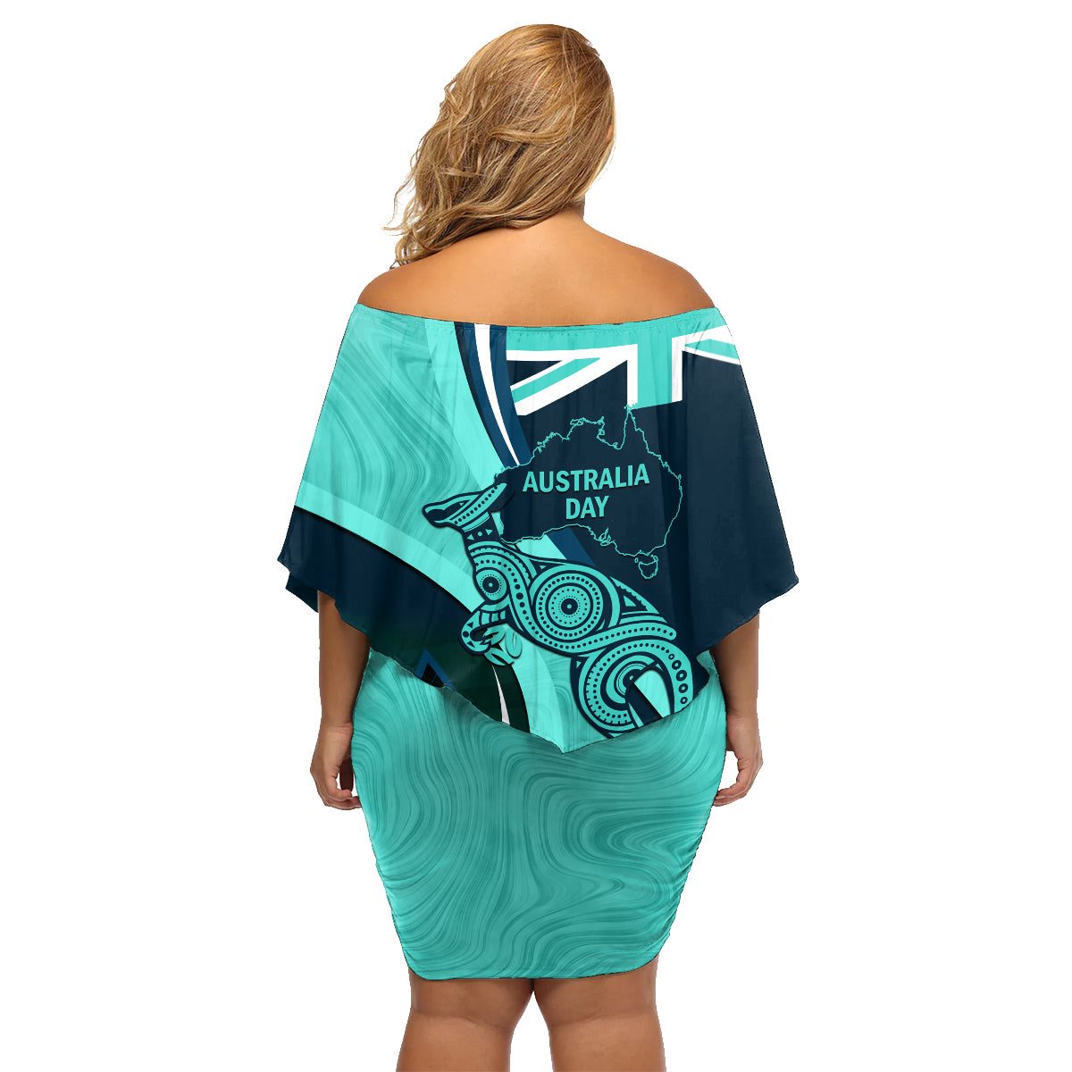 Matildas Soccer Family Matching Off Shoulder Short Dress and Hawaiian Shirt 2024 Happy Australia Day Kangaroo Aussie Proud - Turquoise